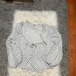 White Polka Dot Peplum Blouse